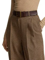 Pleated Houndstooth Tweed Pants