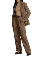 Pleated Houndstooth Tweed Pants