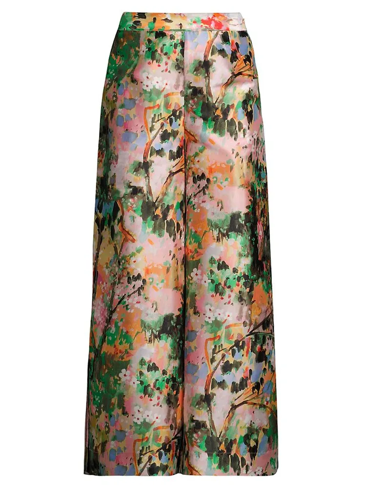 Silk Painterly Palazzo Pants