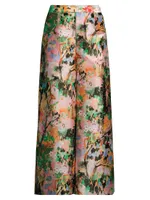 Silk Painterly Palazzo Pants