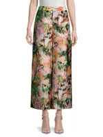 Silk Painterly Palazzo Pants