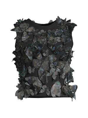 Butterflies Appliqué Mesh Tank