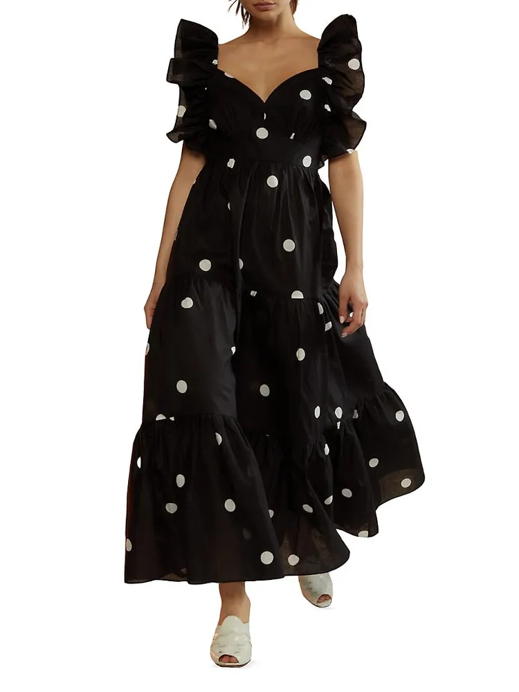 Polka Dot Silk Maxi Dress