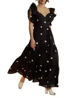 Polka Dot Silk Maxi Dress