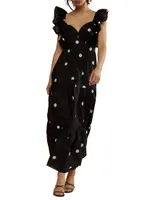 Polka Dot Silk Maxi Dress