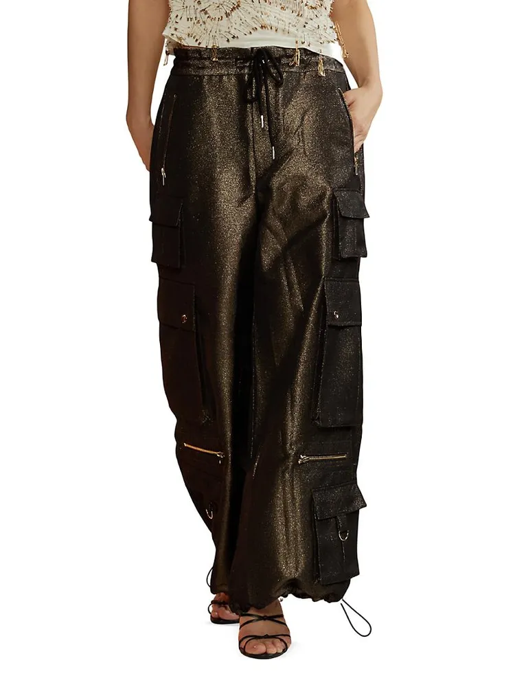 Metallic Twill Cargo Pants