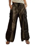 Metallic Twill Cargo Pants