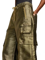 Metallic Twill Cargo Pants