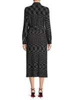Belted Tweed Knit Midi Dress
