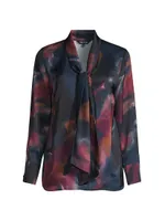 Watercolor Tie-Neck Blouse