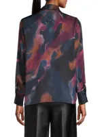 Watercolor Tie-Neck Blouse