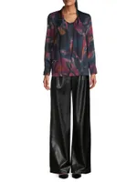 Watercolor Tie-Neck Blouse