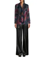 Watercolor Tie-Neck Blouse