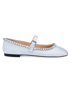 Audrey Embellished Satin Mary Jane Ballet Flats