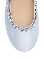 Audrey Embellished Satin Mary Jane Ballet Flats