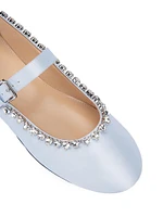 Audrey Embellished Satin Mary Jane Ballet Flats