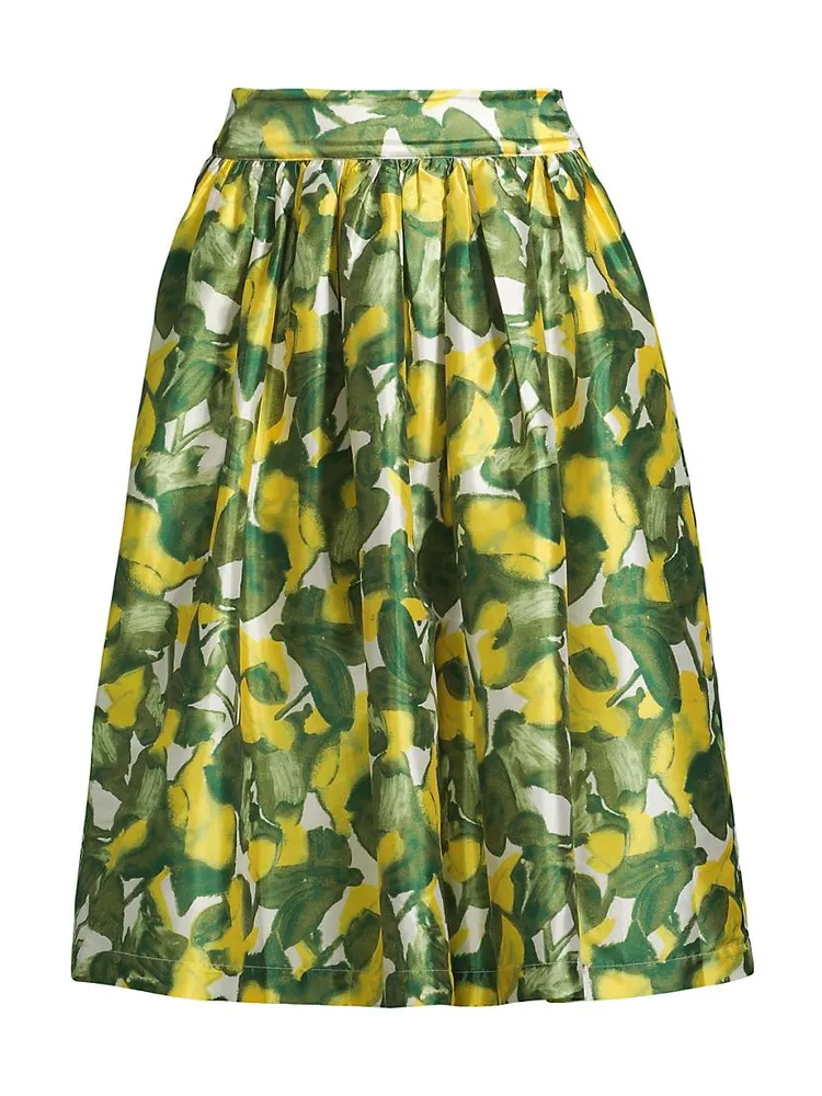 Barbara Pear Satin Midi-Skirt