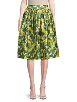 Barbara Pear Satin Midi-Skirt