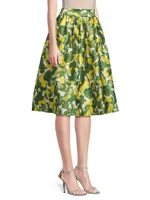 Barbara Pear Satin Midi-Skirt