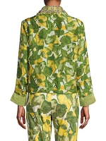 Gloria Embellished Pear-Print Silk Shirt