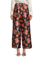 Fantasia Floral Silk Palazzo Pants