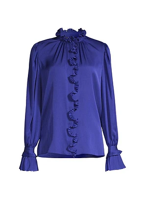 Michelle Silk-Blend Ruffled Blouse