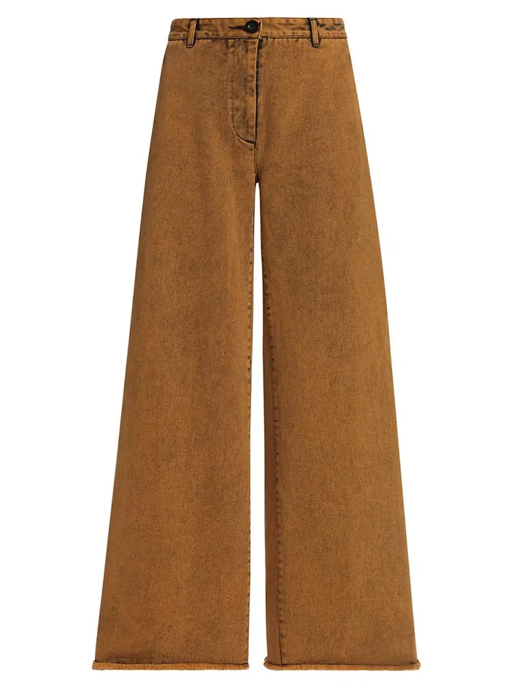 Flared Acid-Wash Denim Pants