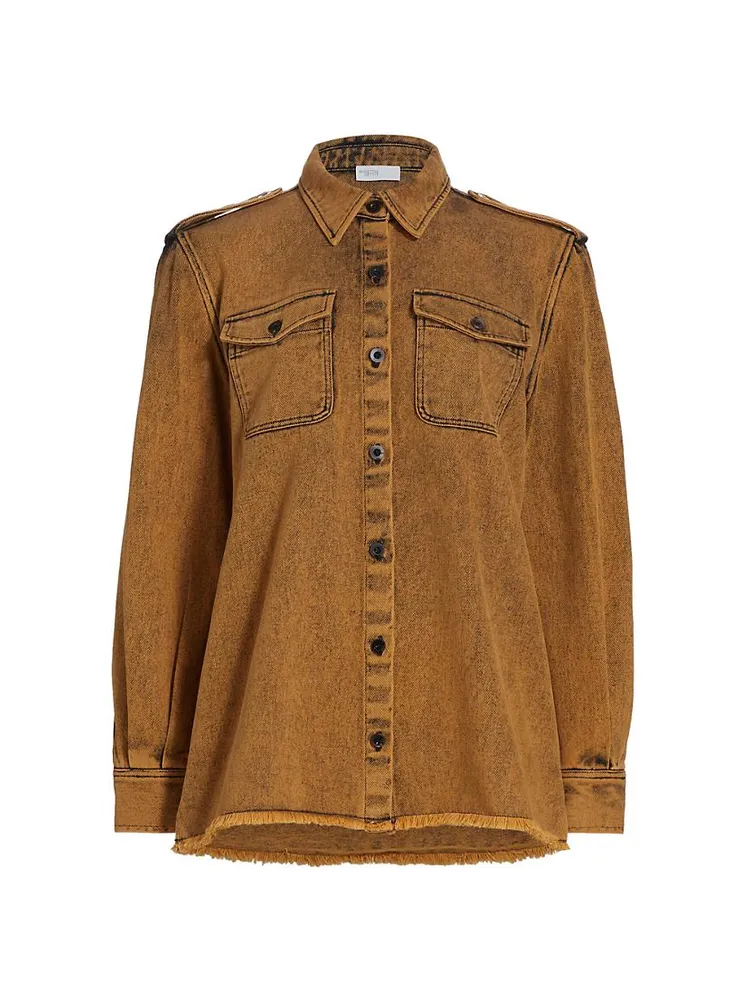 Acid-Wash Denim Cargo Shirt