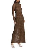 Paisley Mesh Turtleneck Gown