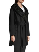 Shearling Collar Belted Coat