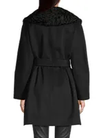 Shearling Collar Belted Coat