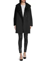 Shearling Collar Belted Coat