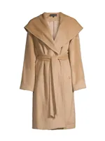 Alpaca-Blend Hooded Wrap Coat