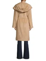 Alpaca-Blend Hooded Wrap Coat
