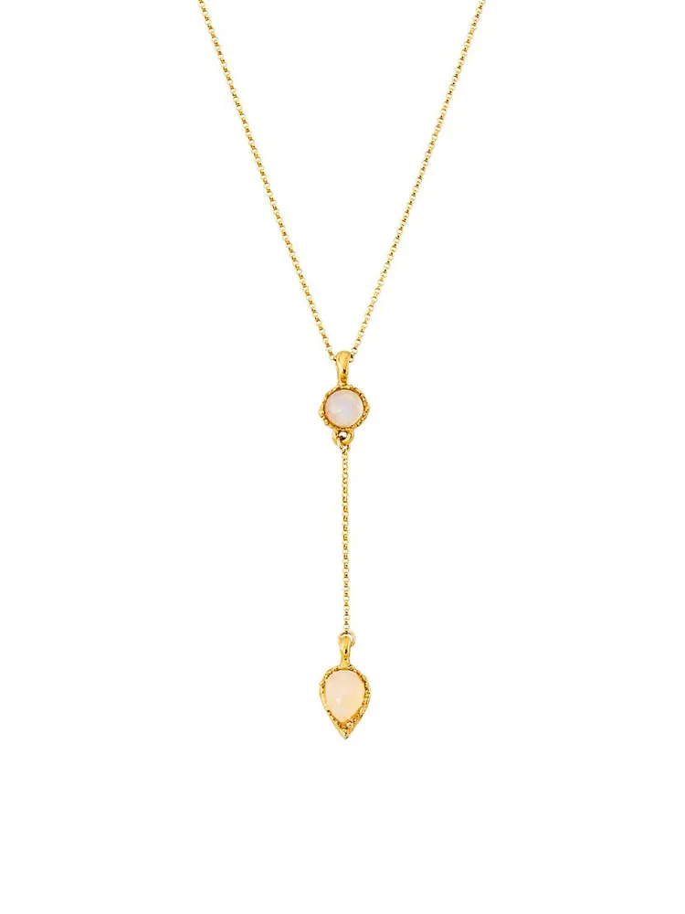 The Bewitching Rocks 24K-Gold-Plated & Moonstone Lariat Necklace