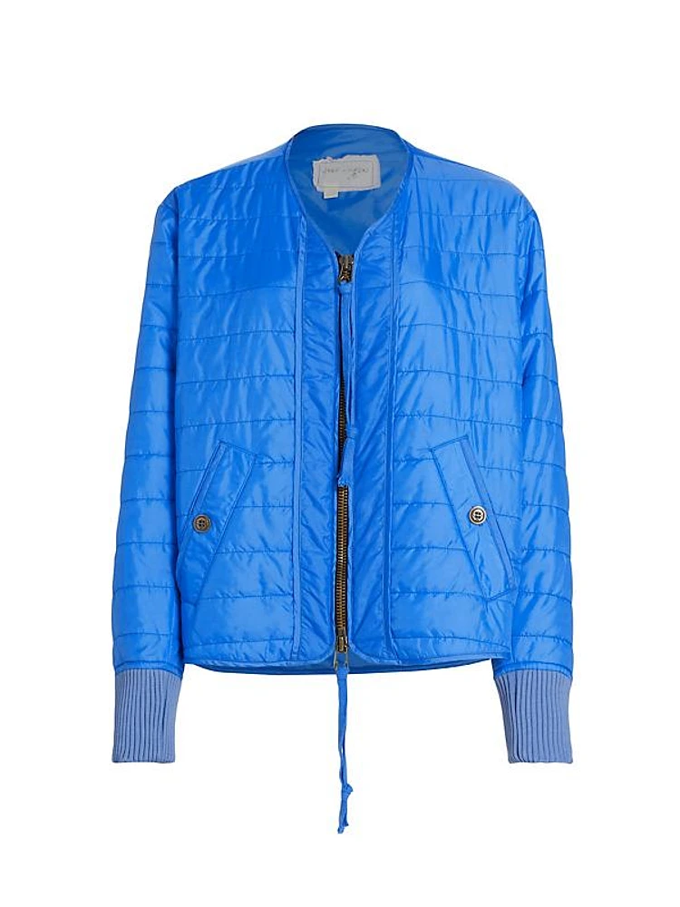 Blue Nylon Quilted Jacket