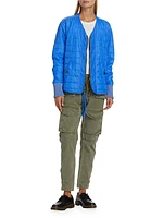 Blue Nylon Quilted Jacket