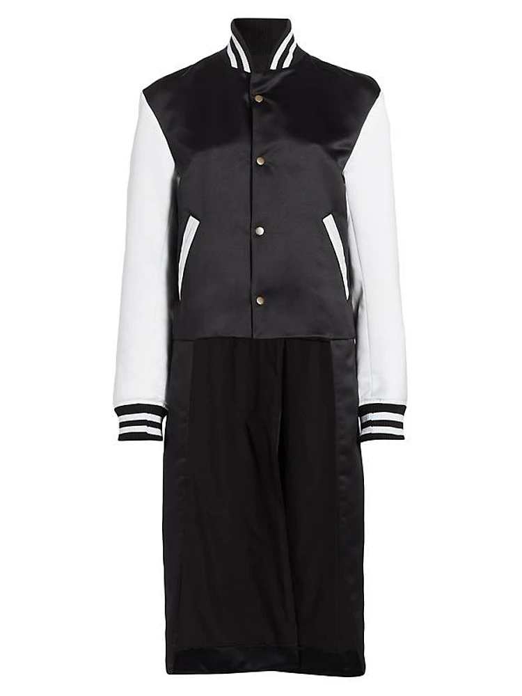 Satin High-Low Varsity Jacket