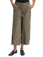 Cotton Wide-Leg Tux Pants