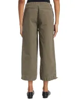 Cotton Wide-Leg Tux Pants