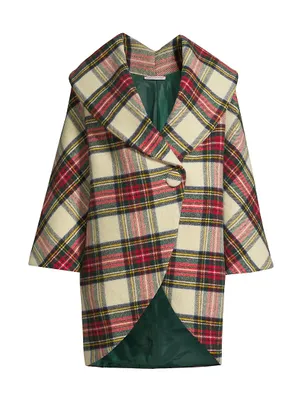 Plaid Wool Cocoon Coat