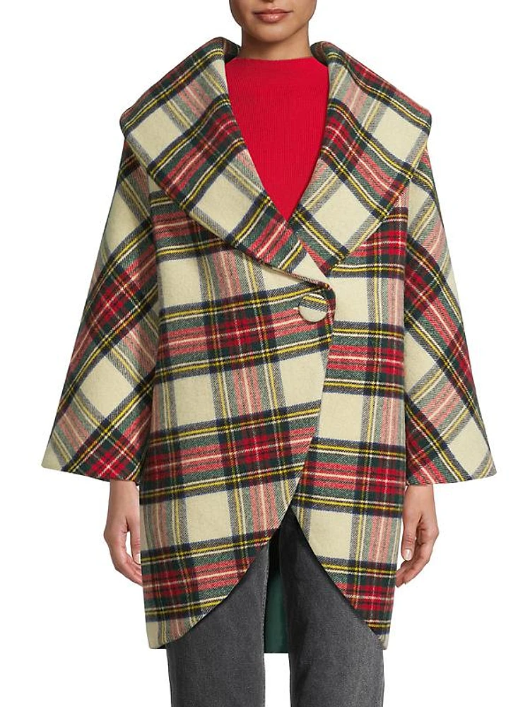 Plaid Wool Cocoon Coat