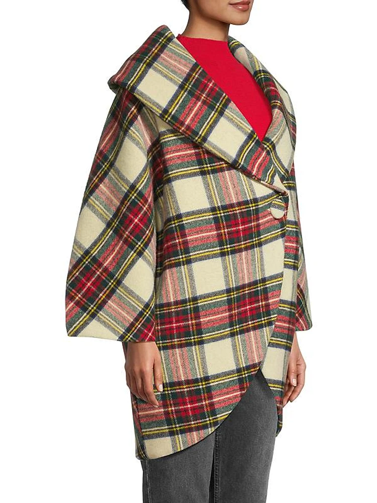 Plaid Wool Cocoon Coat