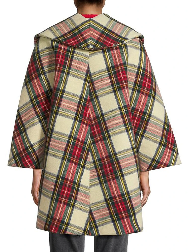 Plaid Wool Cocoon Coat