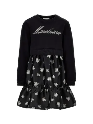 Little Girl's & Logo Heart Print Sweatshirt Dress