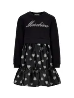 Little Girl's & Logo Heart Print Sweatshirt Dress