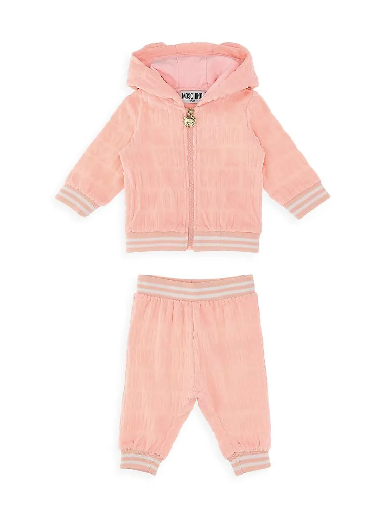 Baby Girl's & Hooded Chenille Jacquard Track Set