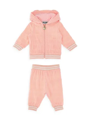 Baby Girl's & Hooded Chenille Jacquard Track Set