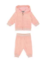 Baby Girl's & Hooded Chenille Jacquard Track Set