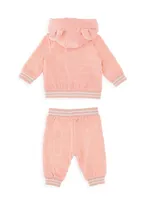 Baby Girl's & Hooded Chenille Jacquard Track Set